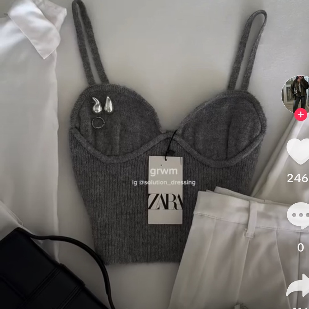 Zara grey knit crop tank